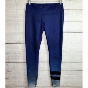 Alo Yoga Ombre Airbrushed Leggings Black Gray Gradient Evermint Varsity Stripe M